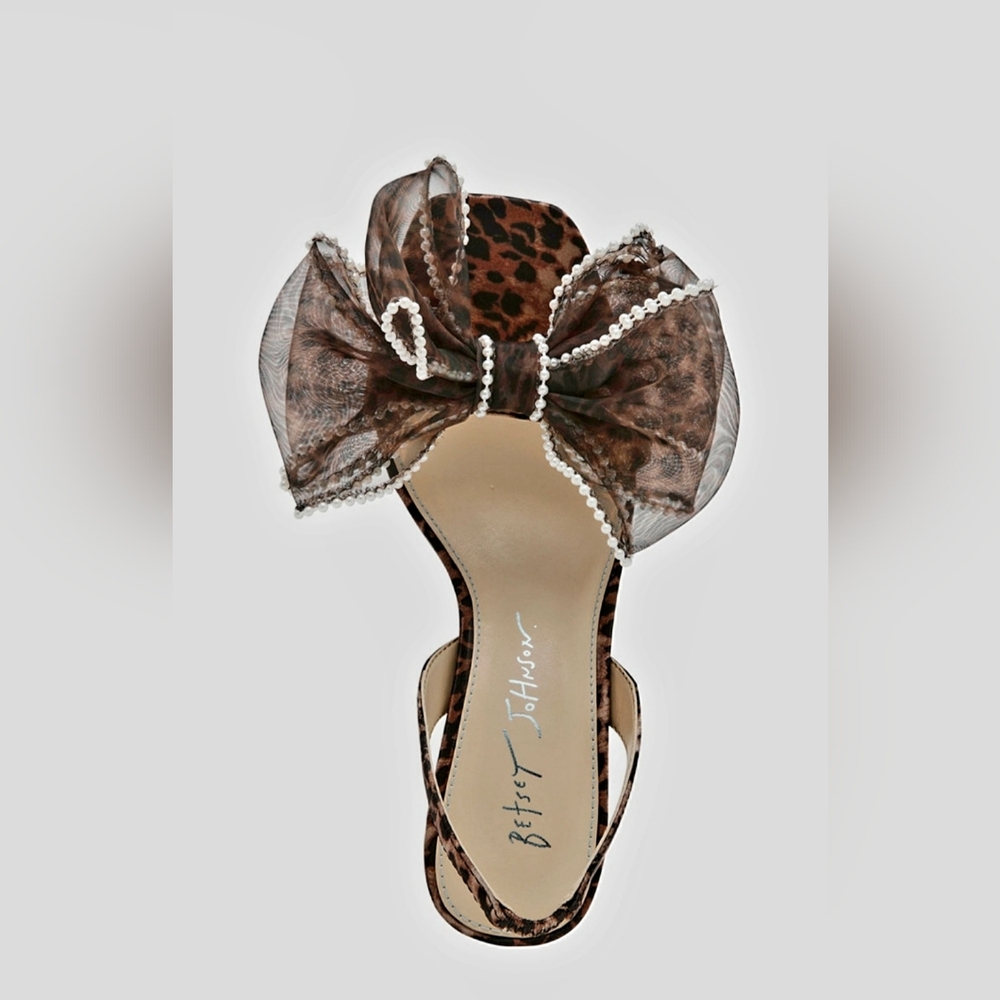 BETSEY JOHNSON FAWN MESH HIGH HEEL SANDALS COLOR LEOPARD 8.5 US NEW WITH BOX. - Picture 9 of 11